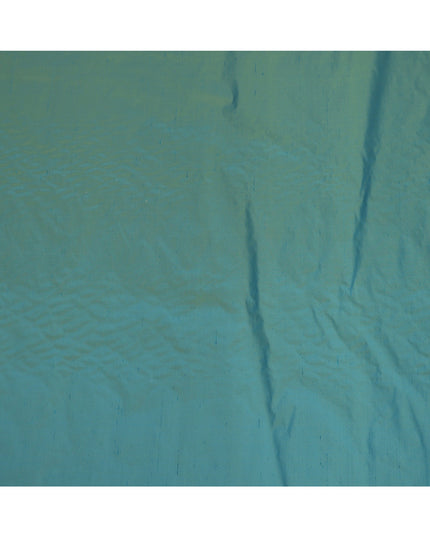 Teal Green Plain Pure Raw Silk Fabric, 140 Cms Width, Made in India-D25988