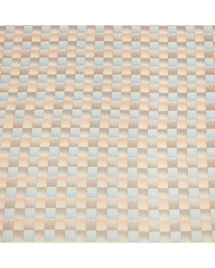 قماش تطريز من القطن الفوال بنقشة مربعات متعددة الألوان، لون بيج، عرض 110 سم، الهند - D25319