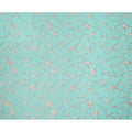 قماش فوال قطني مطرز بنقشة زهور باللون الأزرق المائي، عرض 110 سم، صنع في الهند - D24677