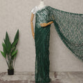French Chantilly Lace Saree Piece - Emerald Green
