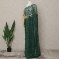 French Chantilly Lace Saree Piece - Emerald Green