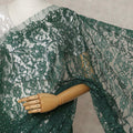 French Chantilly Lace Saree Piece - Emerald Green
