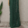 French Chantilly Lace Saree Piece - Emerald Green