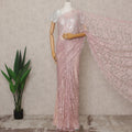 Baby Pink Premium French 2-Tone Chantilly Lace Saree with Stone Work, Width 110 Cms, 5.5 Mtrs, France-D25560