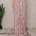 Baby Pink Premium French 2-Tone Chantilly Lace Saree with Stone Work, Width 110 Cms, 5.5 Mtrs, France-D25560