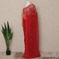 Bright Red French Chantilly Saree Lace With Stone Work Elegant Floral Net Design 5.5 Mtrs Length 110 Cms Width Premium Soft Sheer Fabric France Origin-D28897 Regal Fabrics
