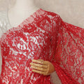 Bright Red French Chantilly Saree Lace With Stone Work Elegant Floral Net Design 5.5 Mtrs Length 110 Cms Width Premium Soft Sheer Fabric France Origin-D28897 Regal Fabrics