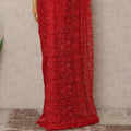 Bright Red French Chantilly Saree Lace With Stone Work Elegant Floral Net Design 5.5 Mtrs Length 110 Cms Width Premium Soft Sheer Fabric France Origin-D28897 Regal Fabrics