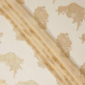 Ivory Gold Floral Metallic Lurex Design Premium French Silk Chiffon Fabric, 110 Cms Width, Made in France-D25740