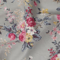 Grey Floral Printed Cotton Lawn Fabric 110 Cms Width India-D27758 - Regal Fabrics