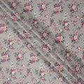 Grey Floral Printed Cotton Lawn Fabric 110 Cms Width India-D27758 - Regal Fabrics