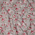 Grey Floral Printed Cotton Lawn Fabric All Over Rose Bouquet Design Soft Sewing Material 4.0 Meters Length 110 Cms Width India-D27647