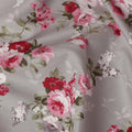 Grey Floral Printed Cotton Lawn Fabric All Over Rose Bouquet Design Soft Sewing Material 4.0 Meters Length 110 Cms Width India-D27647