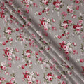 Grey Floral Printed Cotton Lawn Fabric All Over Rose Bouquet Design Soft Sewing Material 4.0 Meters Length 110 Cms Width India-D27647
