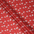 Red Floral Printed Cotton Lawn Fabric All Over Small Blossom Flower Design Soft Dressmaking Material 4.0 Meters Length 110 Cms Width India-D27653