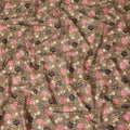 Taupe Brown Floral Printed Cotton Lawn Fabric All Over Rose Flower Design Soft Dressmaking Material 4.0 Meters Length 110 Cms Width India-D27656