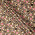 Taupe Brown Floral Printed Cotton Lawn Fabric All Over Rose Flower Design Soft Dressmaking Material 4.0 Meters Length 110 Cms Width India-D27656