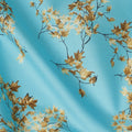 Sky Blue Leaf Printed Cotton Lawn Fabric All Over Botanical Design Soft Sewing Material 4.0 Meters Length 110 Cms Width India-D27646