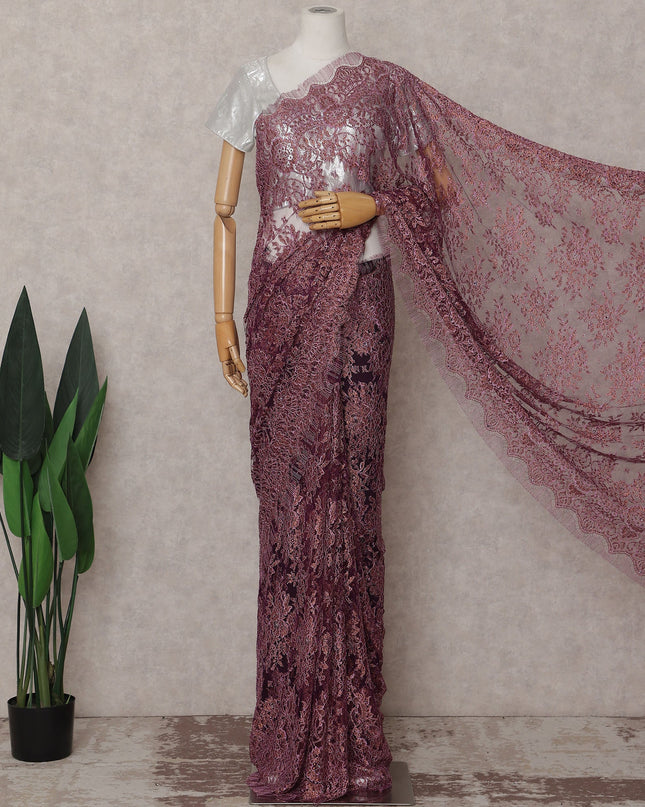 Dusty Mauve Pink Lace Saree Piece