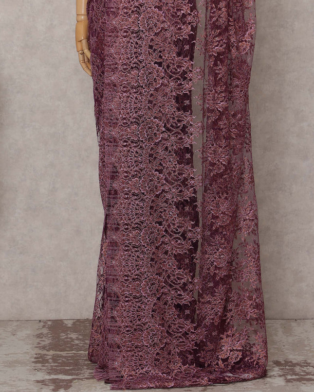 Dusty Mauve Pink Lace Saree Piece