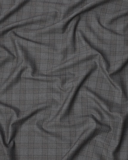 Charcoal Premium Italian Blended Wool Suiting Fabric, 3.75 Mtrs with 150 Cms Width, Imported from Italy-D25445