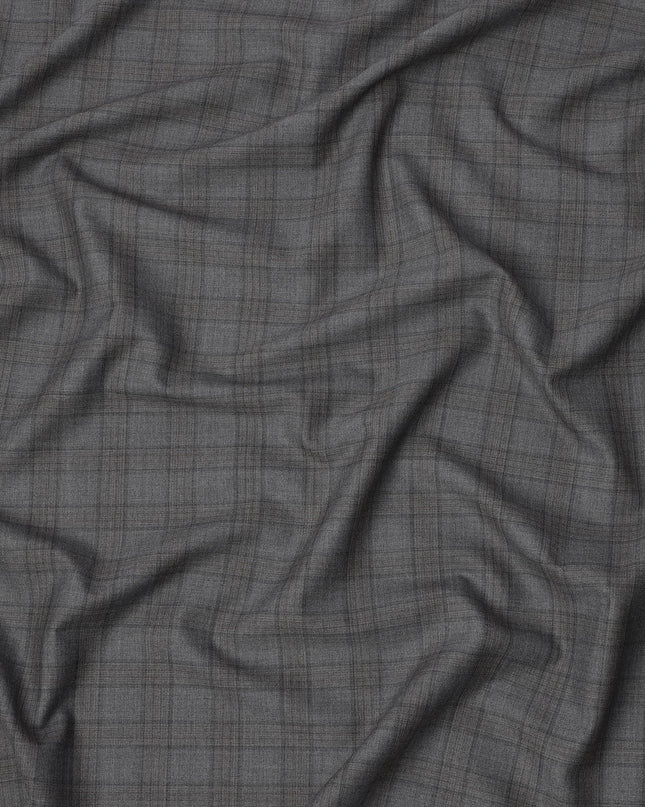 Charcoal Premium Italian Blended Wool Suiting Fabric, 3.75 Mtrs with 150 Cms Width, Imported from Italy-D25445