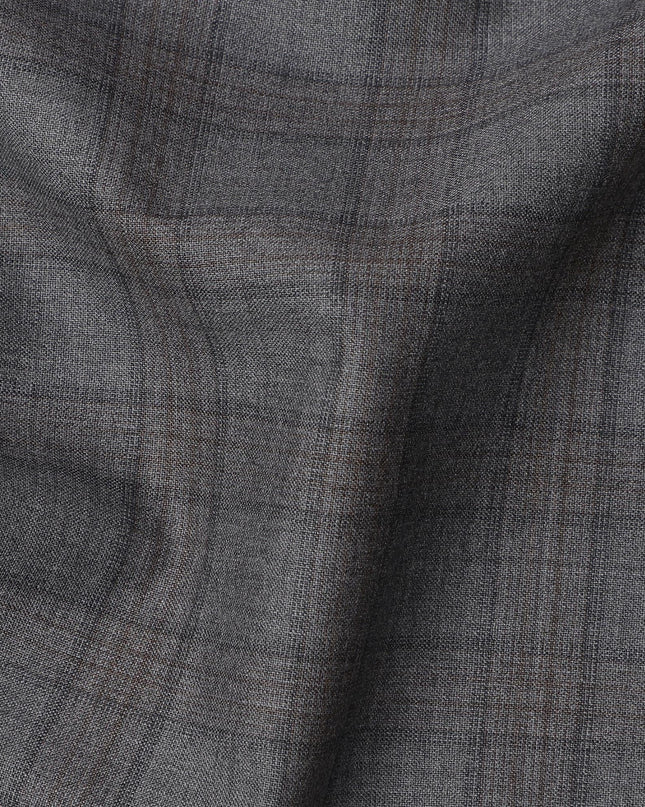 Charcoal Premium Italian Blended Wool Suiting Fabric, 3.75 Mtrs with 150 Cms Width, Imported from Italy-D25445