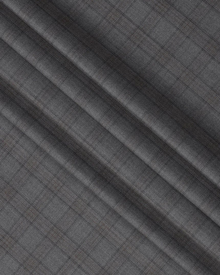 Charcoal Premium Italian Blended Wool Suiting Fabric, 3.75 Mtrs with 150 Cms Width, Imported from Italy-D25445