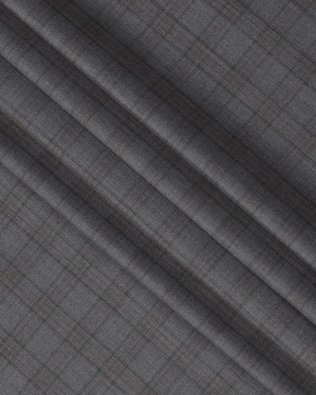 Charcoal Premium Italian Blended Wool Suiting Fabric, 3.75 Mtrs with 150 Cms Width, Imported from Italy-D25445