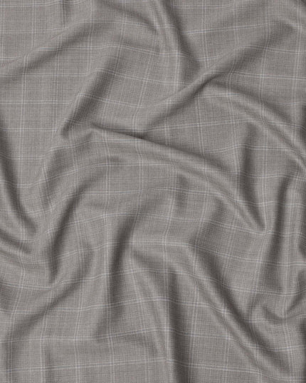 Grey Premium Italian Blended Wool Suiting Fabric, 3.75 Mtrs with 150 Cms Width, Imported from Italy-D25443