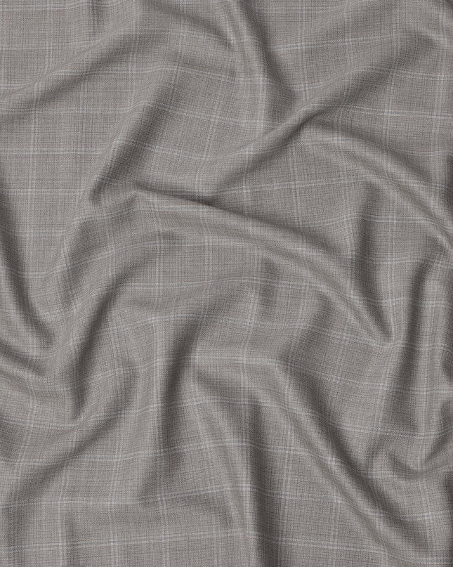 Grey Premium Italian Blended Wool Suiting Fabric, 3.75 Mtrs with 150 Cms Width, Imported from Italy-D25443