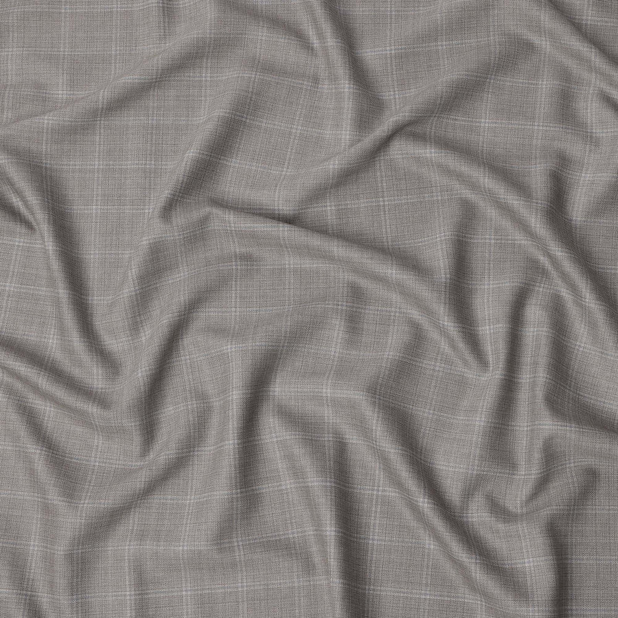 Grey Premium Italian Blended Wool Suiting Fabric, 3.75 Mtrs with 150 Cms Width, Imported from Italy-D25443