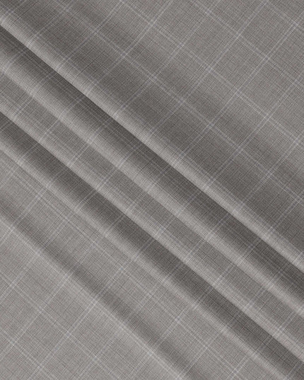 Grey Premium Italian Blended Wool Suiting Fabric, 3.75 Mtrs with 150 Cms Width, Imported from Italy-D25443