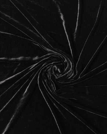 Black Silk Blended Velvet Fabric, 140 Cms Width, South Korea-D24647