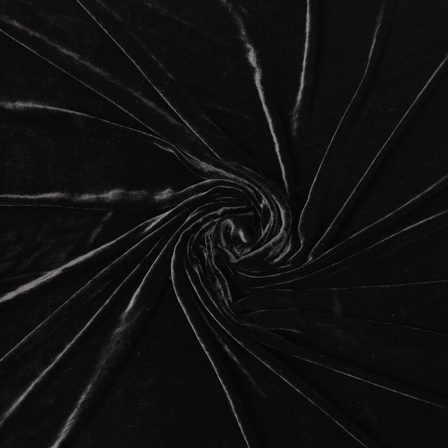 Black Silk Blended Velvet Fabric, 140 Cms Width, South Korea-D24647