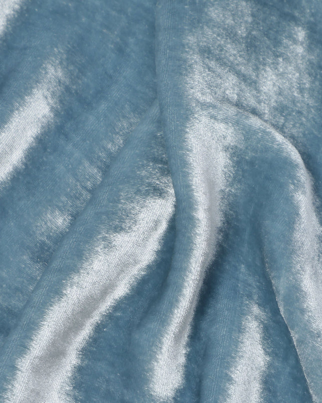 Dusty Blue Silk Blended Velvet Fabric, 140 Cms Width, South Korea-D24650