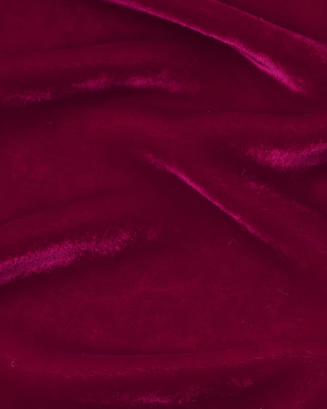 Magenta Silk Blended Velvet Fabric, 140 Cms Width, South Korea-D24653