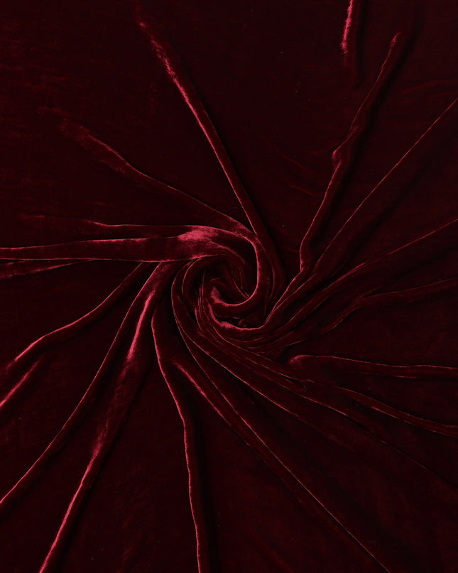 Deep Maroon Silk Blended Velvet Fabric, 140 Cms Width, South Korea-D24652 Regal Fabrics