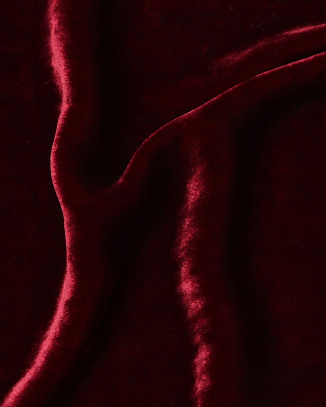 Deep Maroon Silk Blended Velvet Fabric, 140 Cms Width, South Korea-D24652 Regal Fabrics