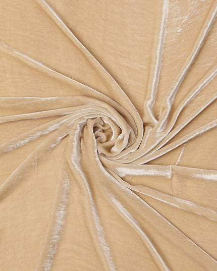 Champagne Beige Silk Blended Velvet Fabric, 140 Cms Width, South Korea-D24649
