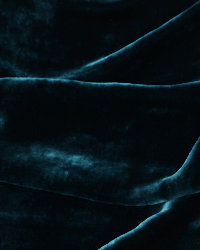 Teal Blue Silk Blended Velvet Fabric, 140 Cms Width, South Korea-D24654 Regal Fabrics
