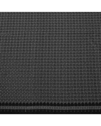 Black and White Intricate Motif Print Synthetic Cotton Fabric, 140 Cms, India-D25387