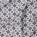 White and Black Geometric Motif Print Synthetic Cotton Fabric, 140 Cms, India-D25392