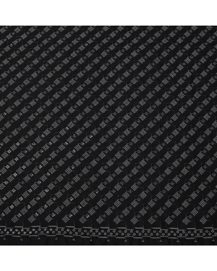 Black Geometric Block Print Synthetic Cotton Fabric, 140 Cms, India-D25385