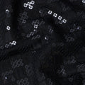 Black Sequin Checkered Self Design Synthetic Cotton Fabric, 140 Cms, India-D25393