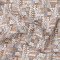 Beige and Grey Geometric Print Synthetic Cotton Fabric, 140 Cms, India-D25384
