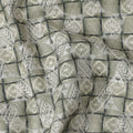 Olive Green Geometric Block Print Synthetic Cotton Fabric, 140 Cms, India-D25389
