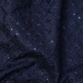 Navy Blue Sequin Embroidered Self Design Synthetic Cotton Fabric, 140 Cms, India-D25383