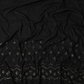 Black Embroidered with Mirror Work Border Synthetic Cotton Fabric, 140 Cms, India-D25390
