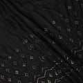 Black Embroidered with Mirror Work Border Synthetic Cotton Fabric, 140 Cms, India-D25390